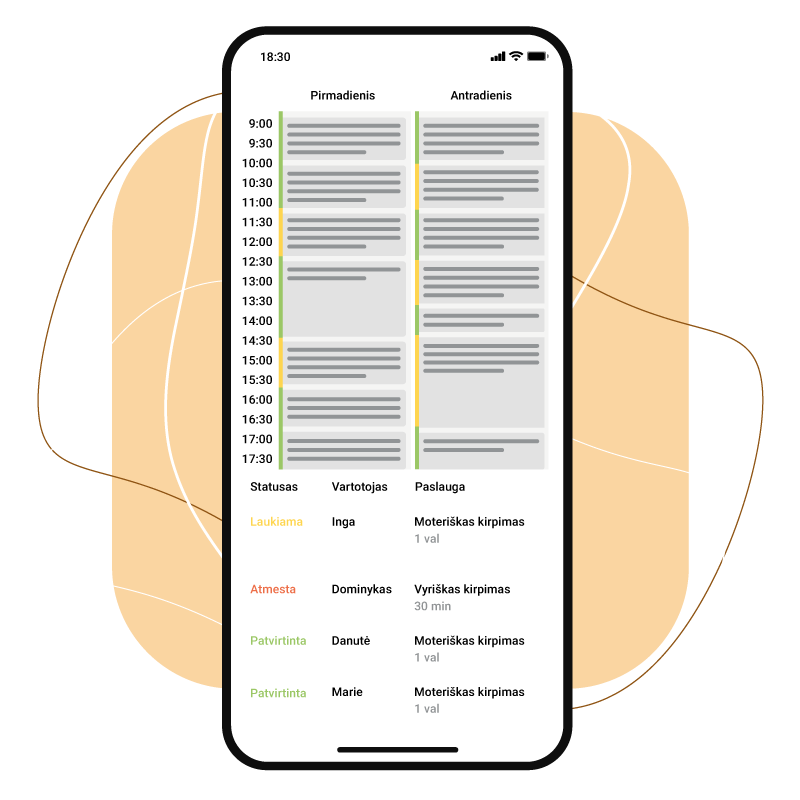 Lankstus grožio verslo ir klientų registracijos valdymo skydas grožio specialistams